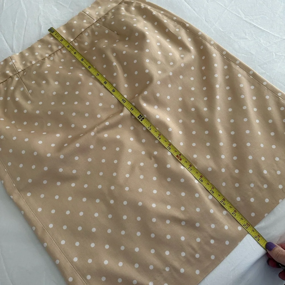 J Crew Skirt, polka dots, tan/white, size 6